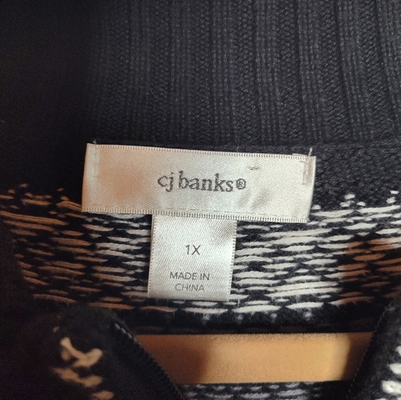 Christopher and Banks Vintage Snowflake Christmas Full Zip Sweater size 1X - Picture 3 of 7